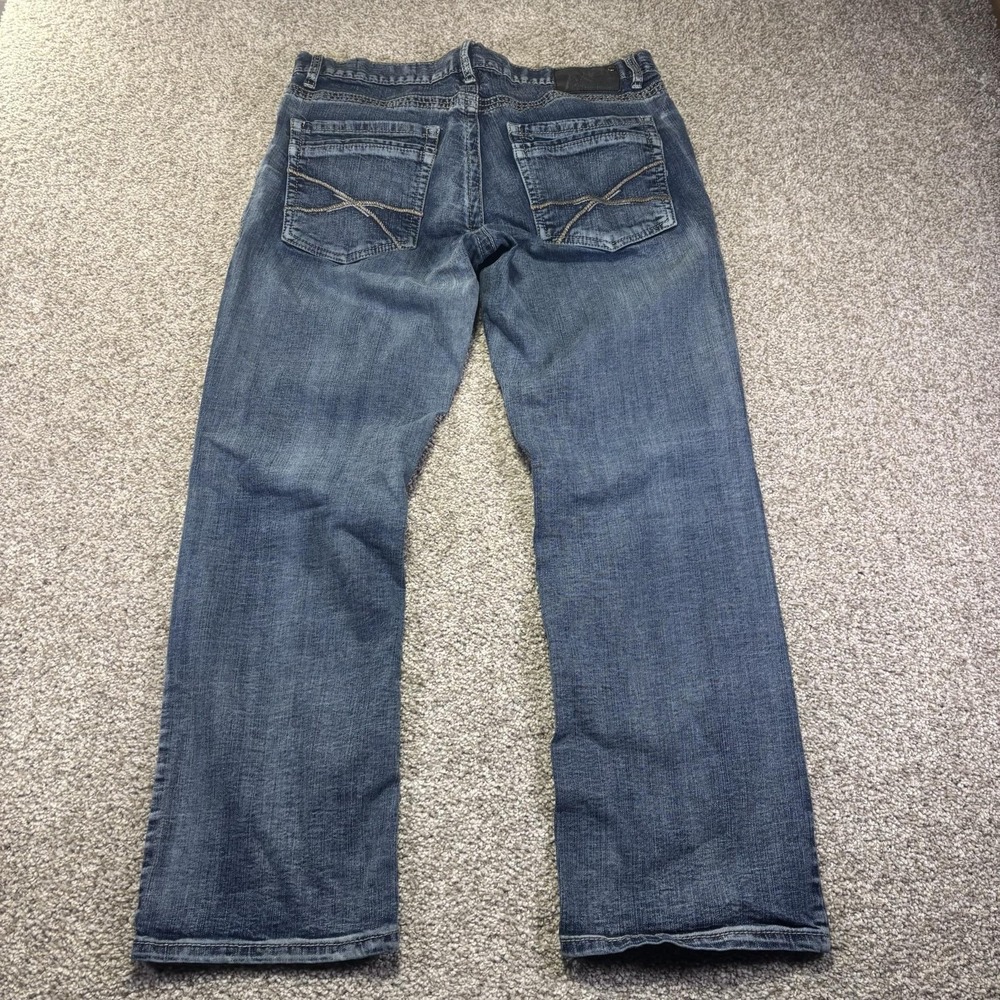 Axel Slim Boot Jeans Mens 34x30 Blue Medium Wash Slim Bootcut Denim Distressed